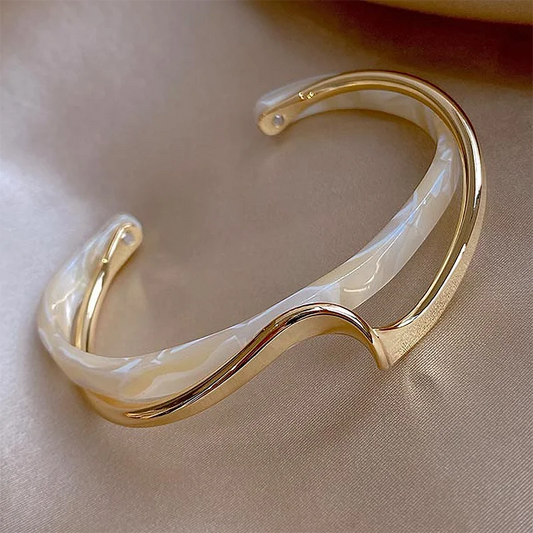 White Shellfish Bracelets Board Bend Metal Bangles Women