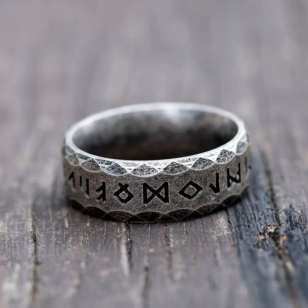 Men's stainless-steel rings retro Odin Viking rune