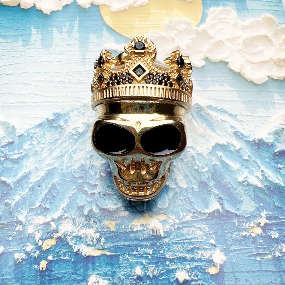 Pendant Golden Skull King with Crown For Men