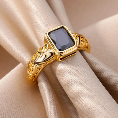 Women Luxury Vintage Stainless Steel Ring