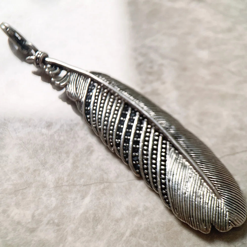 Pendant Black Feather For Women Men