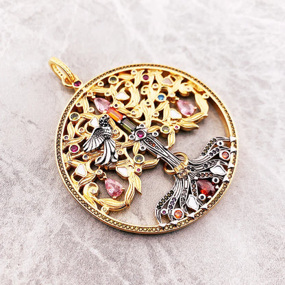 Pendant Artful Tree Gold Raven For Women