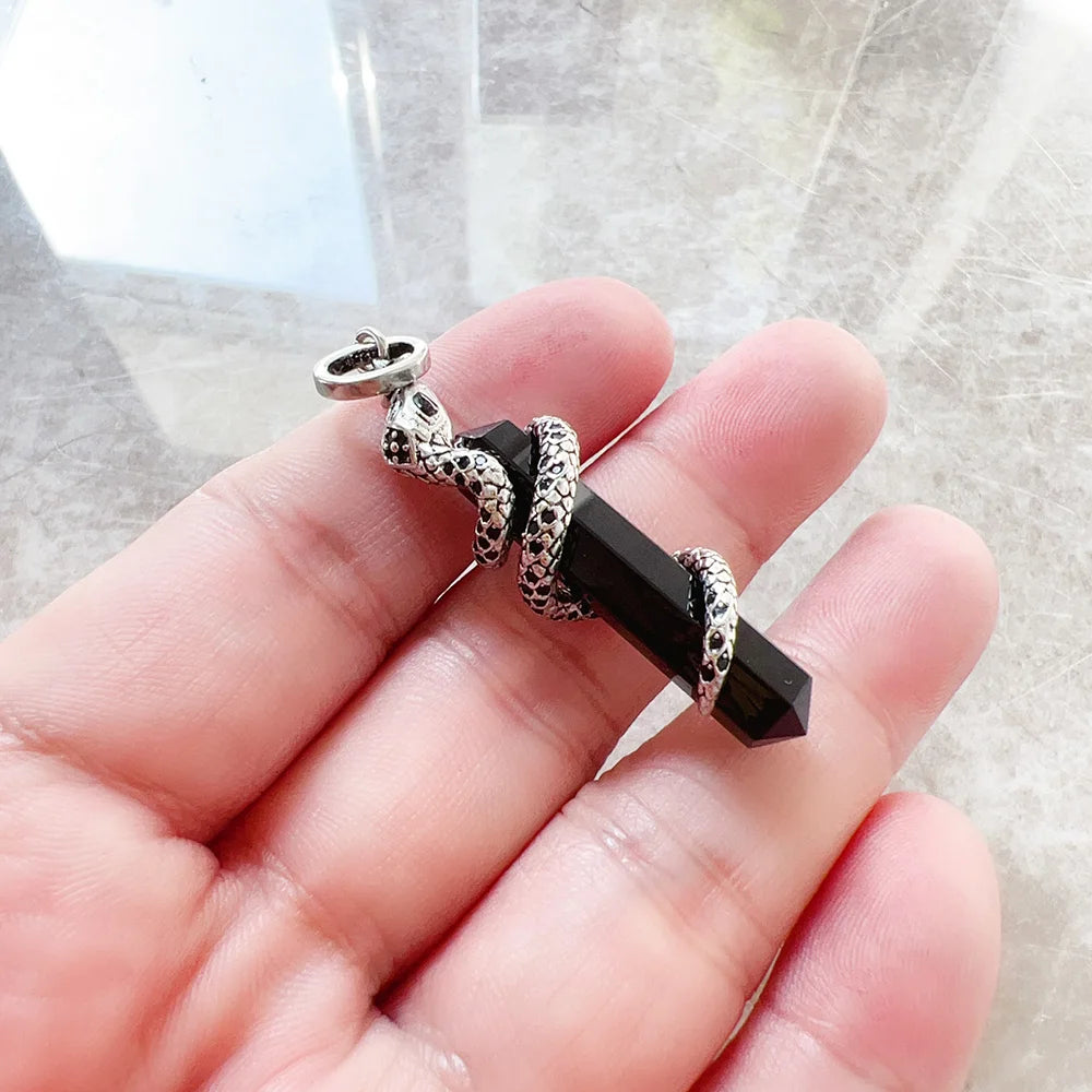 Pendant Snake with Blackened Onyx For Men