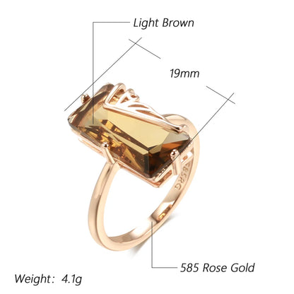 Light Brown Natural Zircon Ring for Women