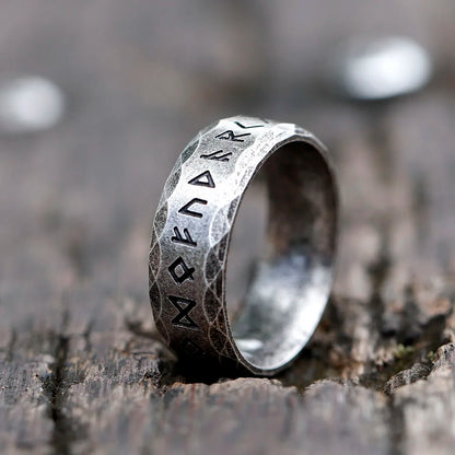 Men's stainless-steel rings retro Odin Viking rune