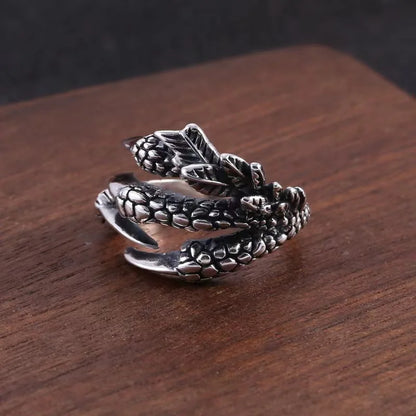 Silver Color Retro Eagle Claw Ring Men