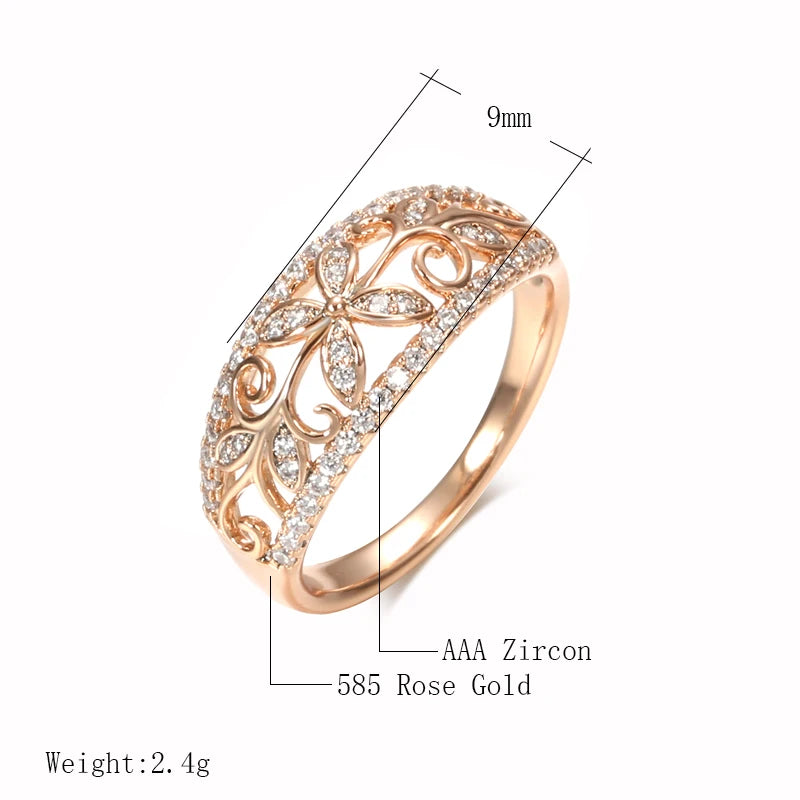 Hollow Crystal Flower Bride Wedding Rings Vintage Jewellery