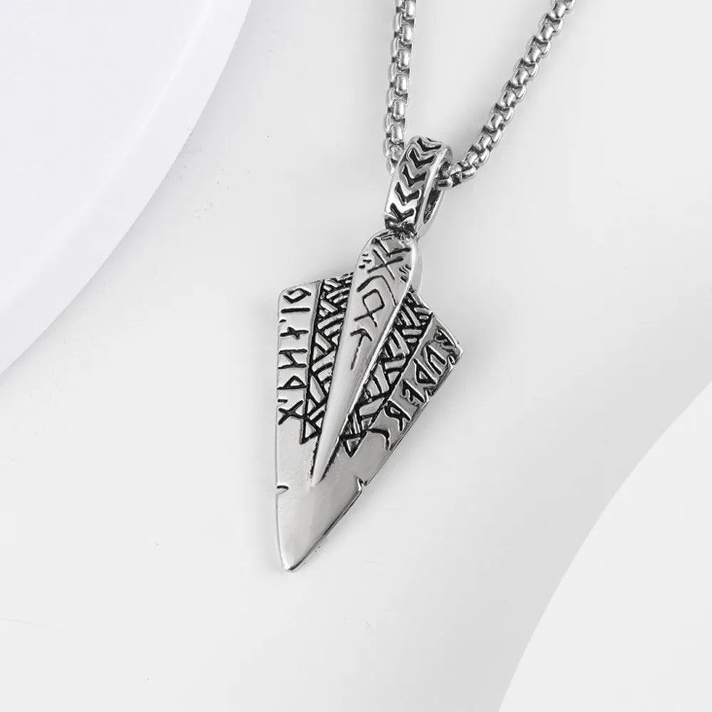 Vintage Viking Rune Spear Pendant Charm Men's Necklace