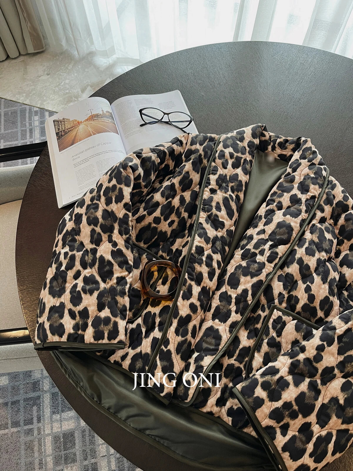 Leopard Short Padding Luxury Jacket Winter Woman