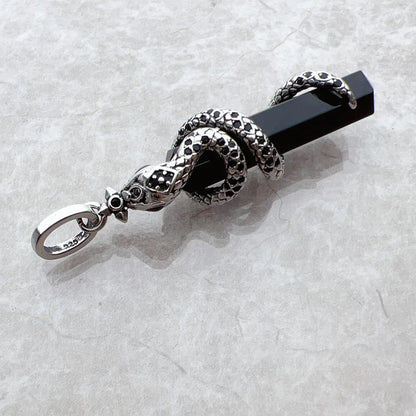 Pendant Snake with Blackened Onyx For Men