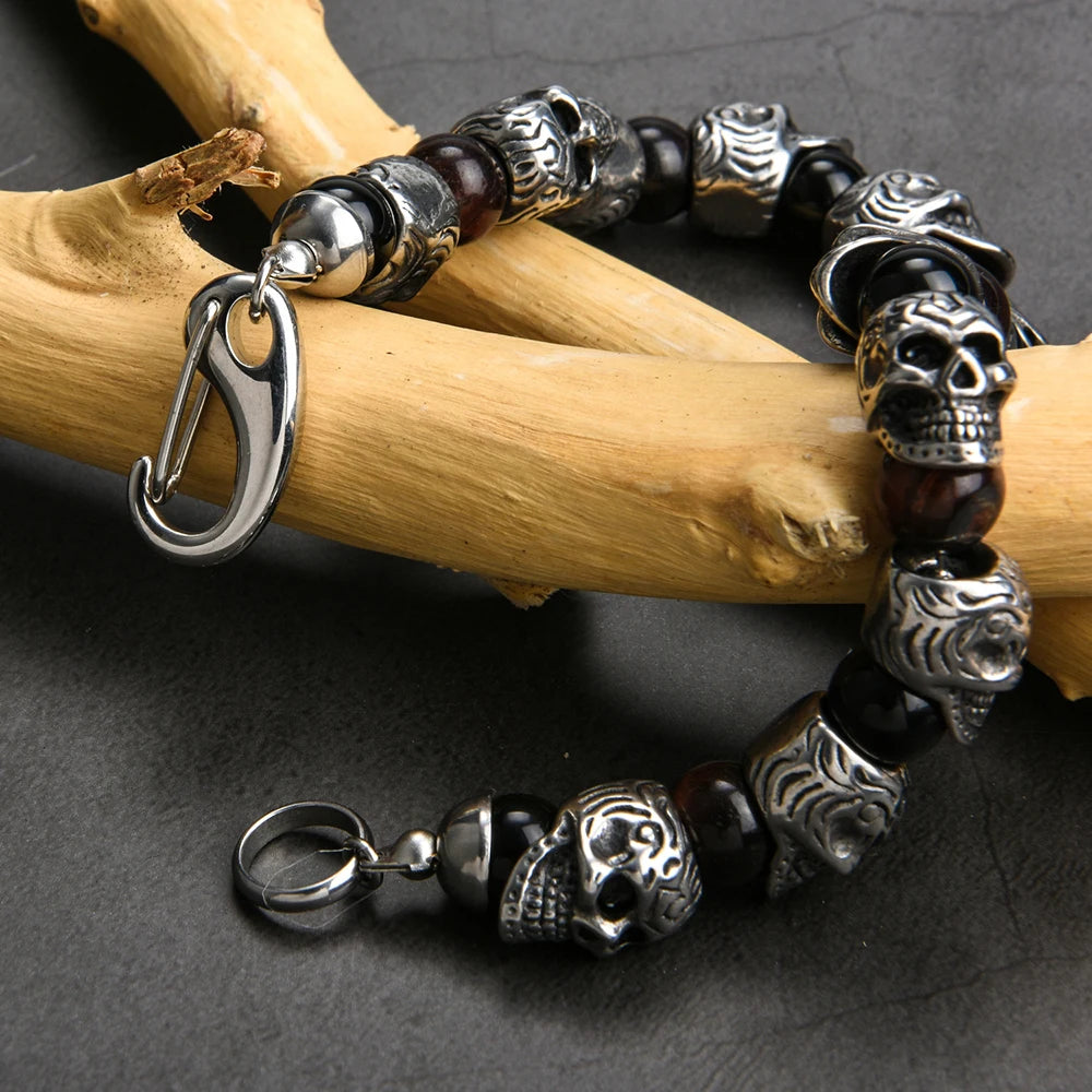 Creative Retro Stainless Steel Skull Bracelets for Men