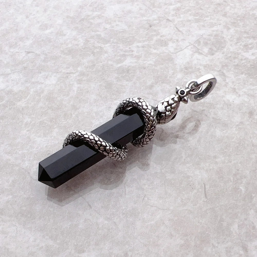 Pendant Snake with Blackened Onyx For Men