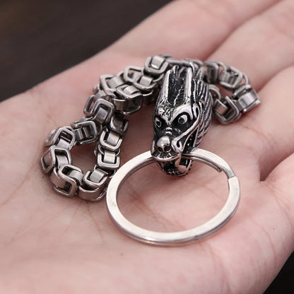 Dragon Head Keychain Pendant For Men Stainless Steel