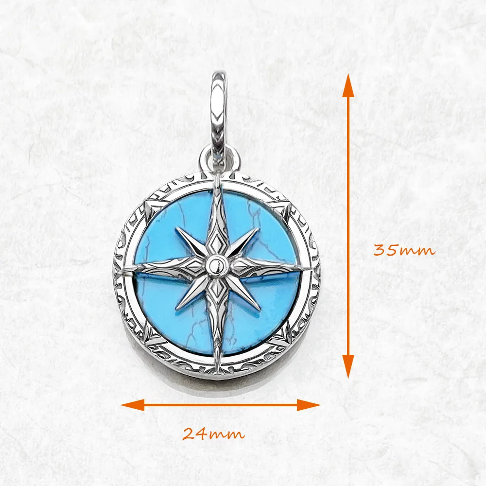 Compass Turquoise Pendant For Men