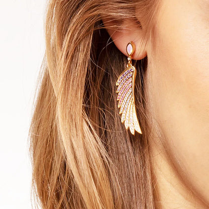 Earrings Gold-Coloured Hummingbird Wing Jewelry For Women