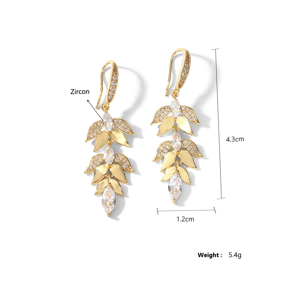 Gold/Silver Color Women Luxury Leaf Earrings