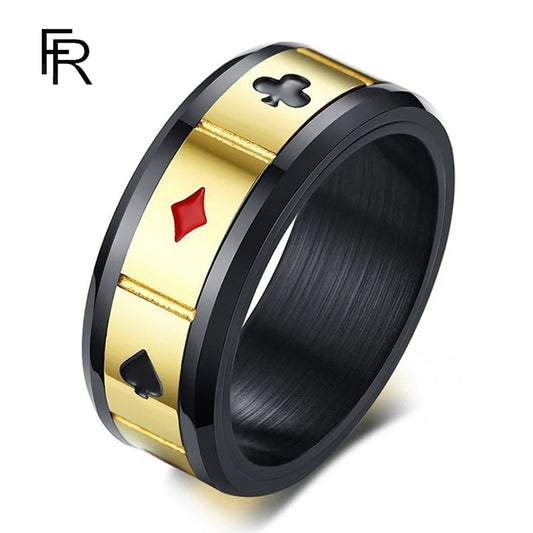 Poker Ring Men's Playing Card Rotatable Ring Bracelet