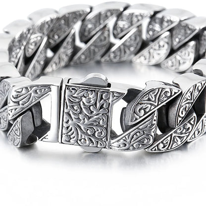 Vintage Bracelet For Men Carving Chain Stainless Steel Men's Bracelets