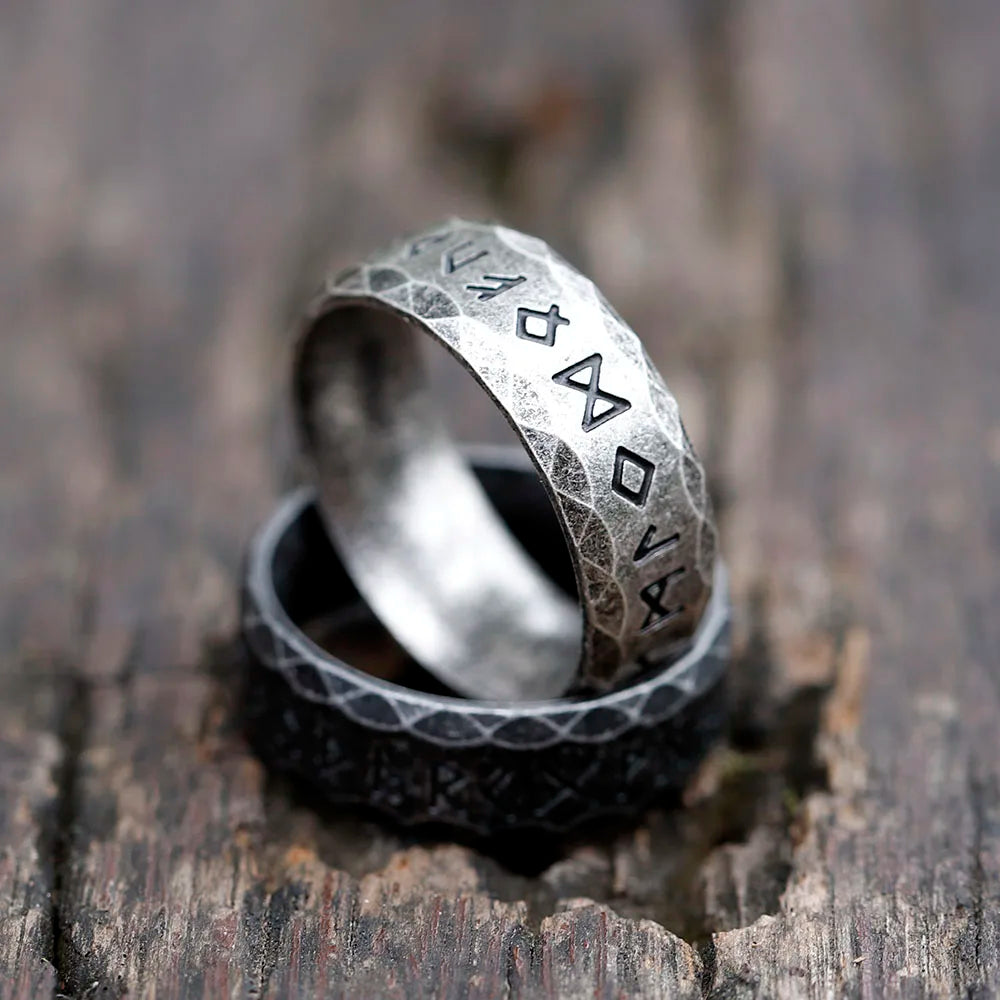 Men's stainless-steel rings retro Odin Viking rune