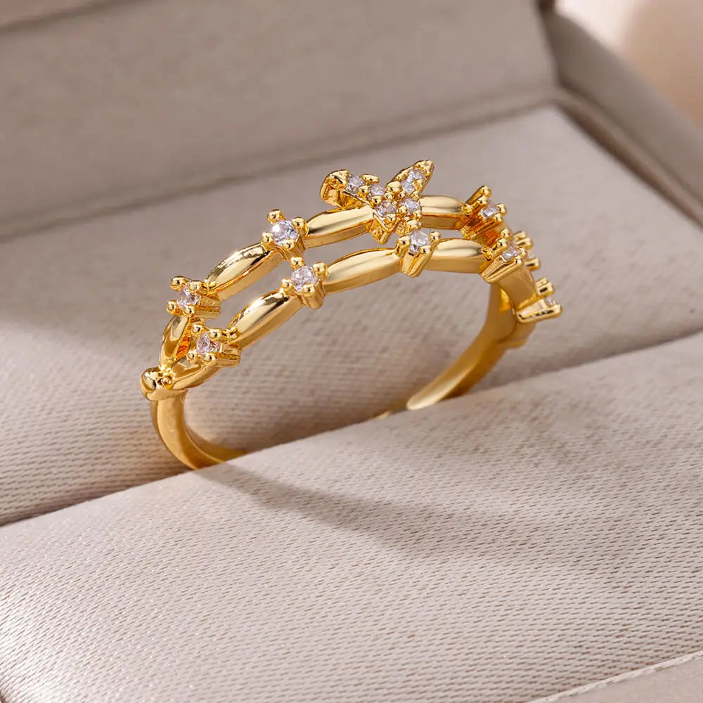 Gold Color Stainless Steel Ring for Women