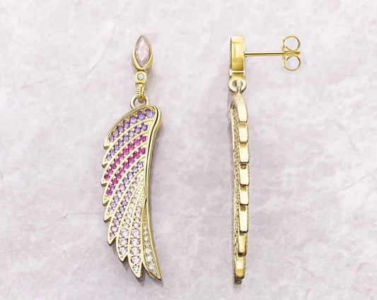 Earrings Gold-Coloured Hummingbird Wing Jewelry For Women