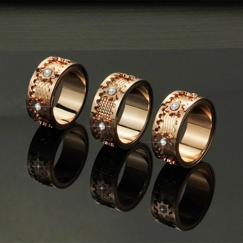 Stainless Steel Gear Ring Double Layer Rotatable Men