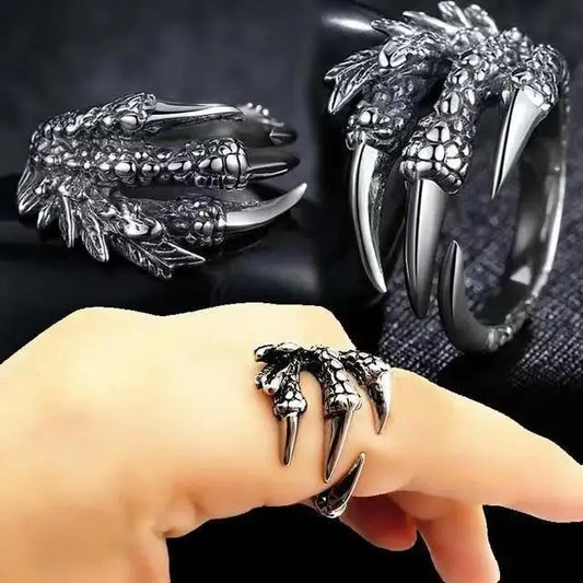 Silver Color Retro Eagle Claw Ring Men