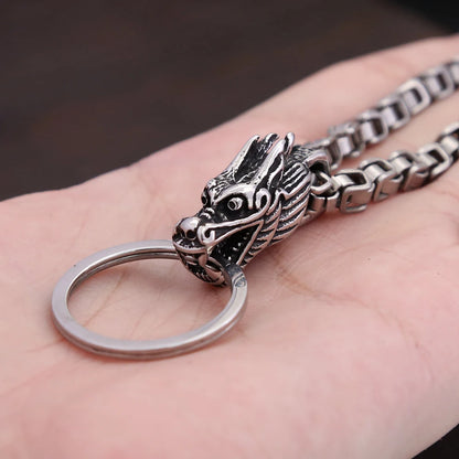 Dragon Head Keychain Pendant For Men Stainless Steel