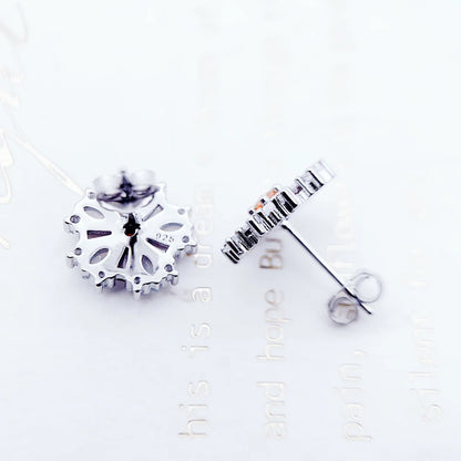 Flower With Stones Stud Earrings Fine Jewel For Women