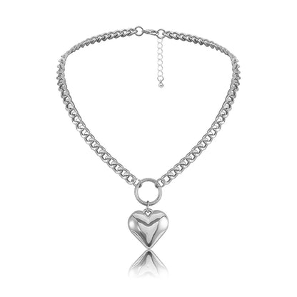 Metal Link Chain Necklace For Women Heart Pendant