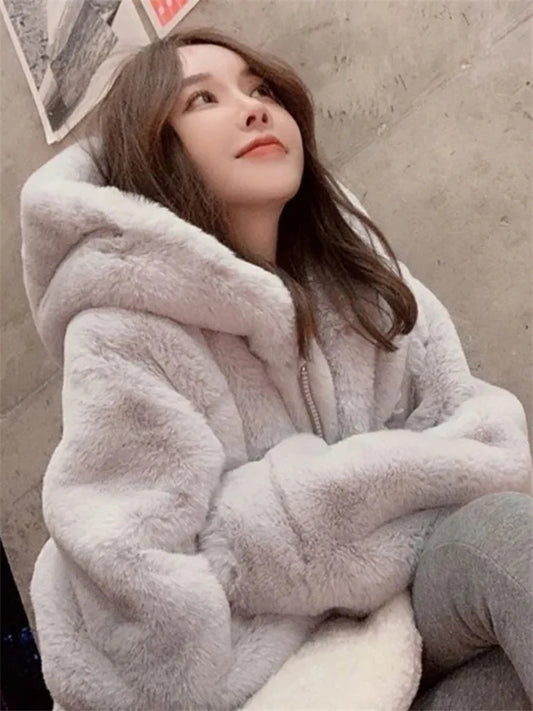 Hooded Warm Loose Faux Fur Jackets