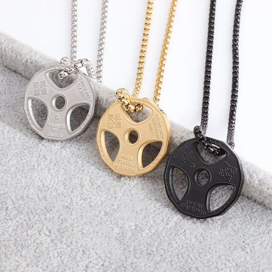 Dumbbell Pendant Gym Fitness Equipment Barbell Necklace Men