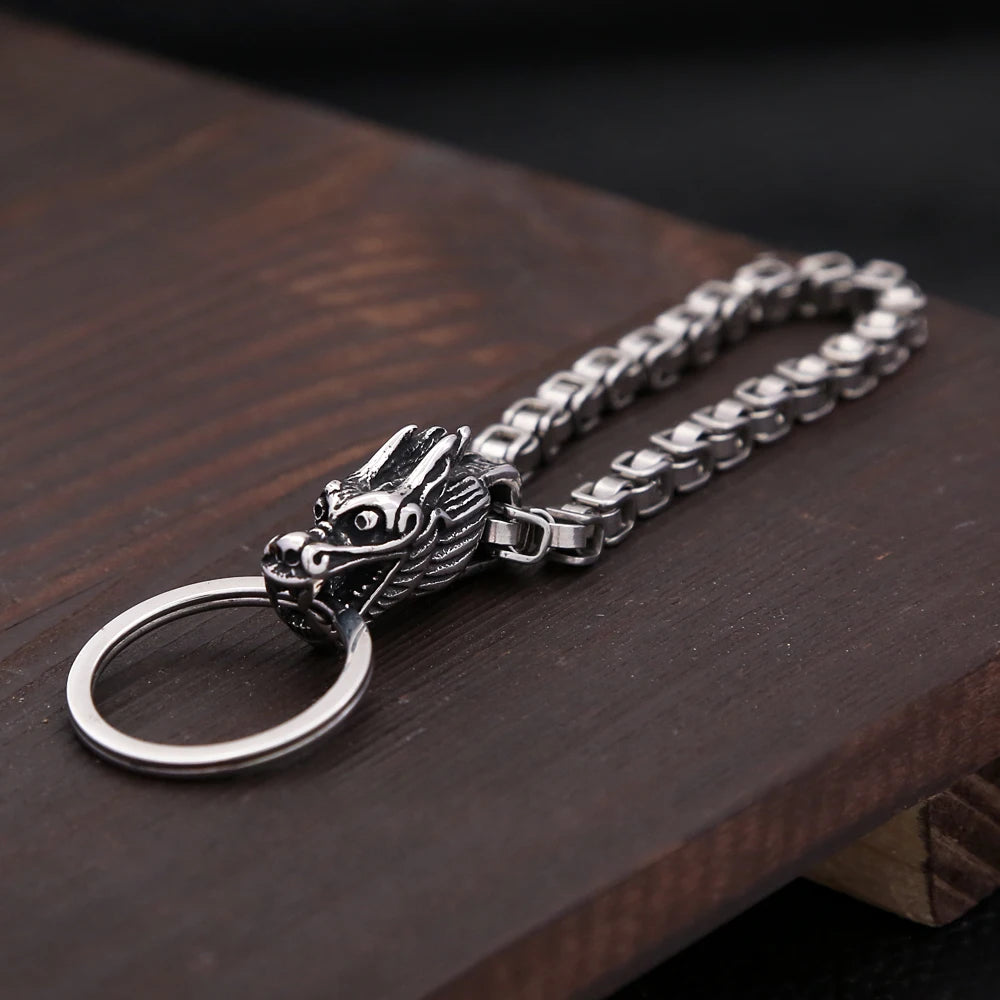 Dragon Head Keychain Pendant For Men Stainless Steel