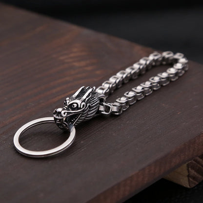 Dragon Head Keychain Pendant For Men Stainless Steel