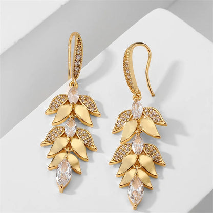 Gold/Silver Color Women Luxury Leaf Earrings