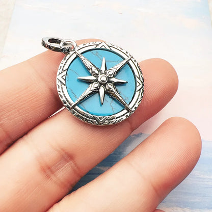 Compass Turquoise Pendant For Men