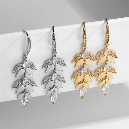 Gold/Silver Color Women Luxury Leaf Earrings