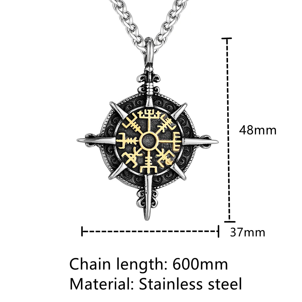 Mens Compass Necklaces Stainless Steel