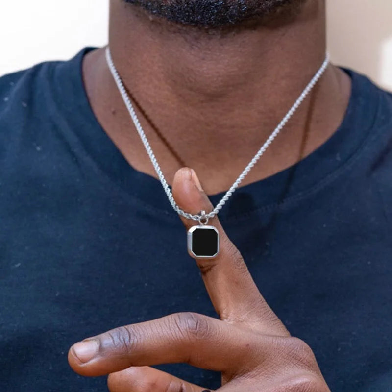 Geometric Square Necklaces for Men