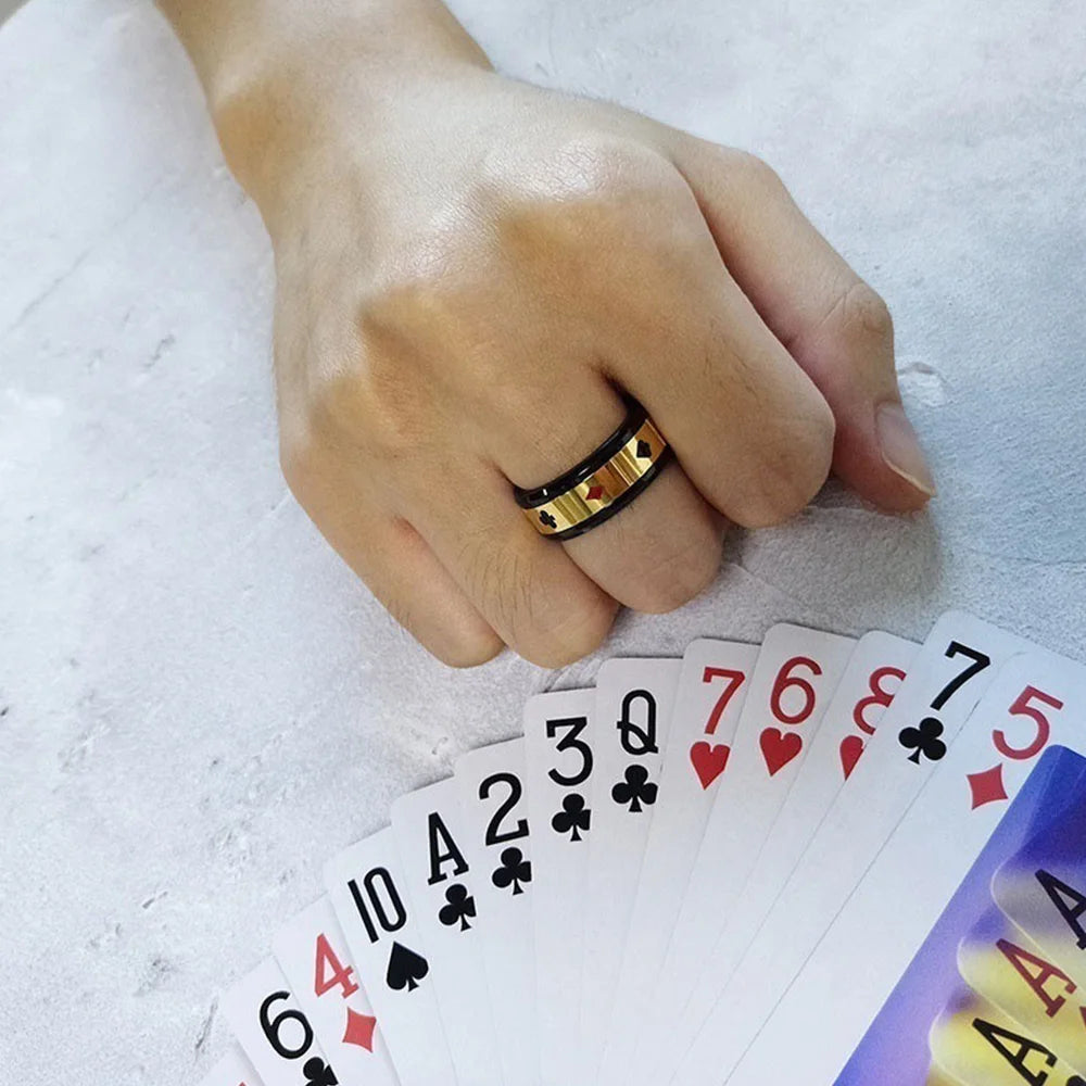 Poker Ring Men's Playing Card Rotatable Ring Bracelet