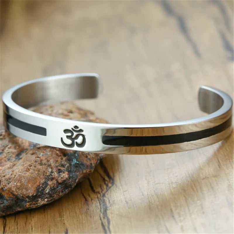 Men's OM Ohm Aum India Cuff Bangles Bracelets for Men