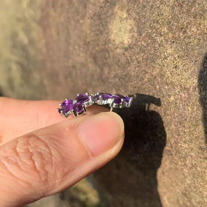 Natural Amethyst Stud Earrings For Women