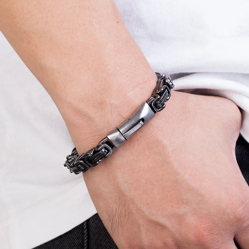 Men Vintage King Chain Bracelets for Men Stainless Steel