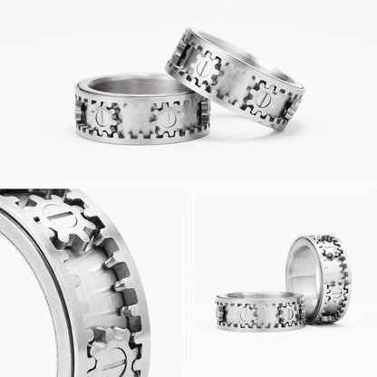 Gear Men Rings Stainless Steel