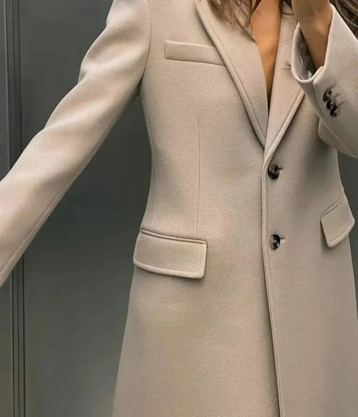 Women Fashion Winter Coats Turn Down Collar Loose Long Cardigan Coat