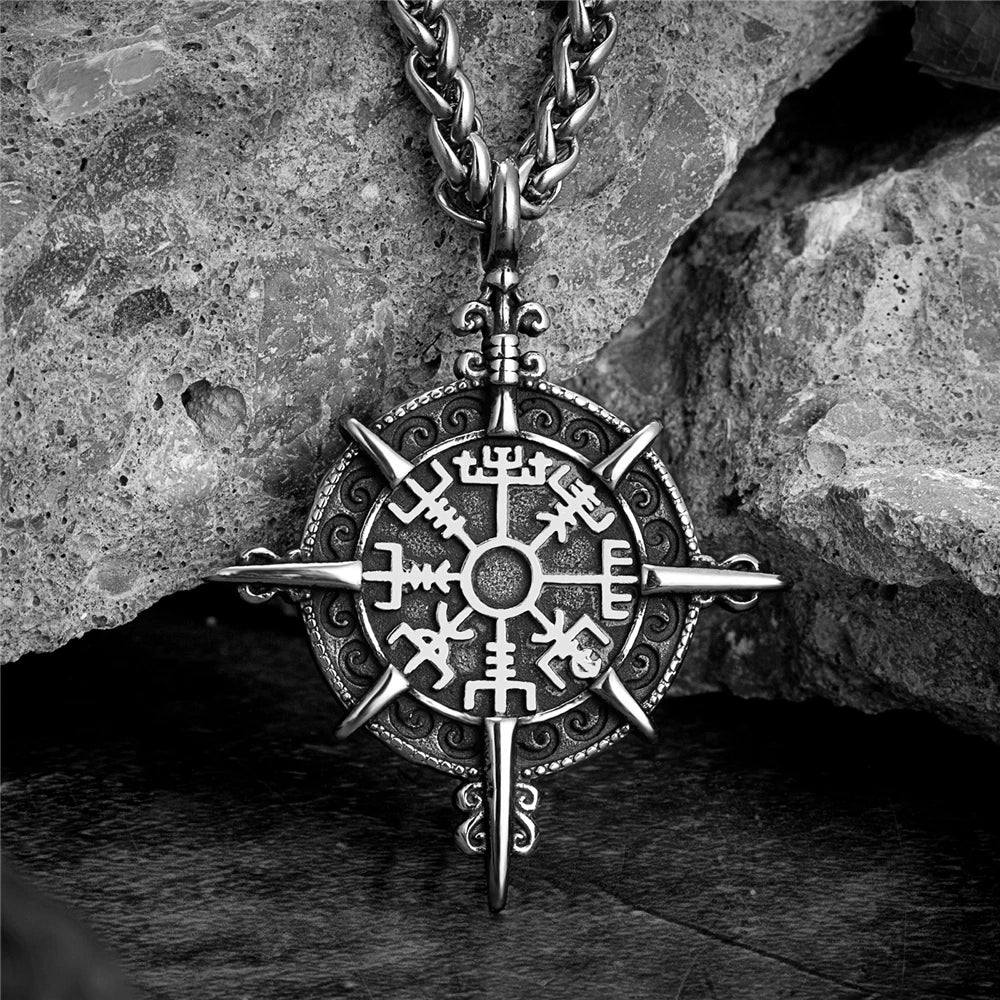 Mens Compass Necklaces Stainless Steel