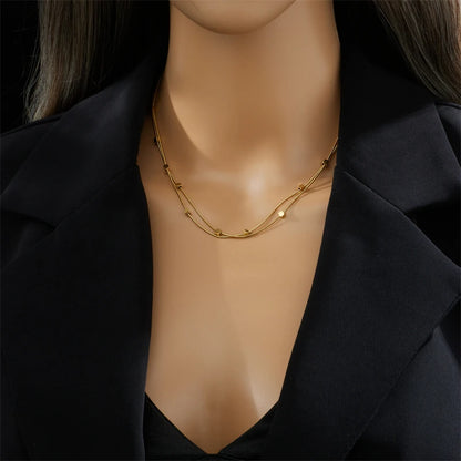 Stainless Steel 2 In 1 Small Cube Chains Necklace For Women