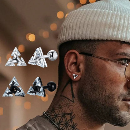 Men Stud Earring Triangle Pierced Stud Earrings Stainless Steel