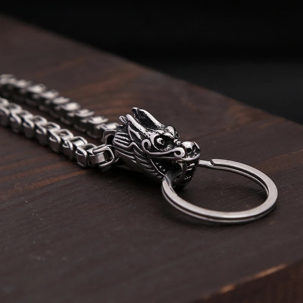 Dragon Head Keychain Pendant For Men Stainless Steel