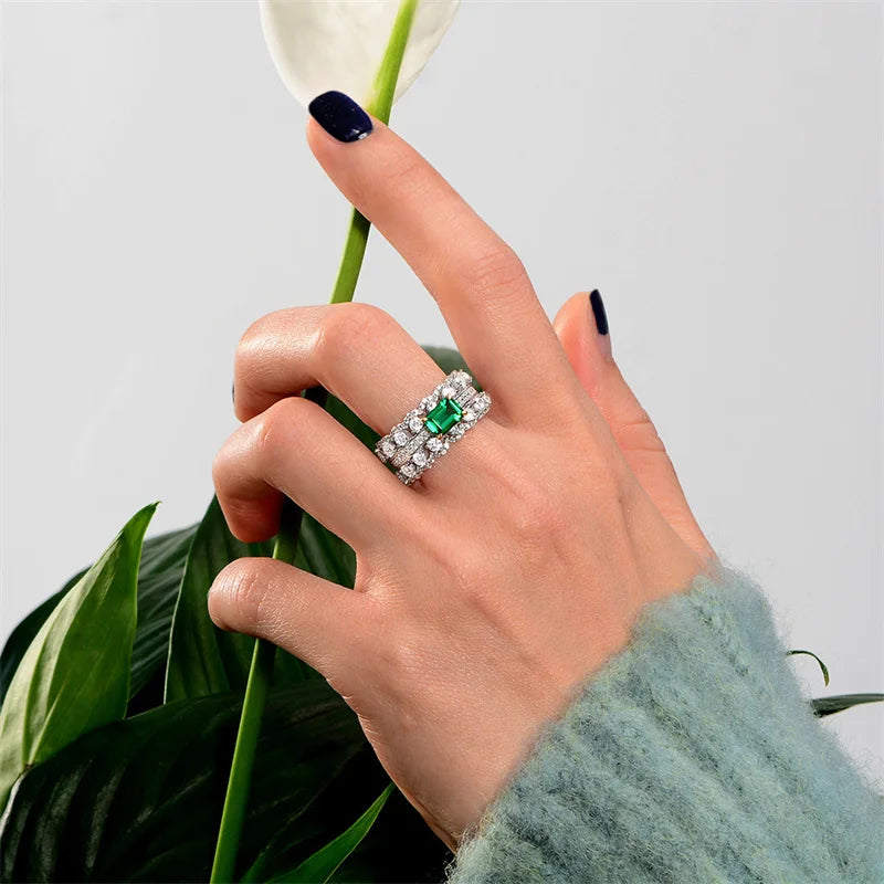 Gold/Silver Imitation Ring - Green